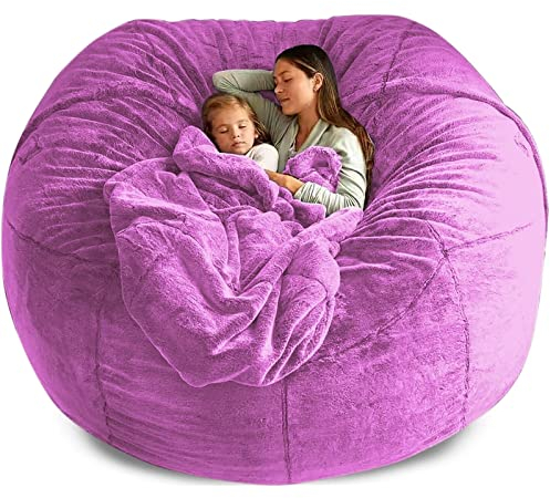 LHXY 7ft Startseite Schwamm Bett Sitzsack Stuhlbezug Schonbezug Doppelschlafzimmer Balkon Große Couch Runder weicher Flauschiger Bezug Keine Füllungen Nur Bezug,lila