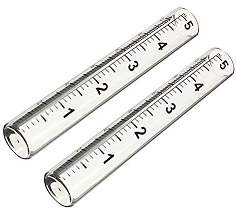 2 Stück Glas Regenmesser Ersatzrohr, 5 Zoll Kapazität Regenwasserzähler Messrohr für Gartenhof