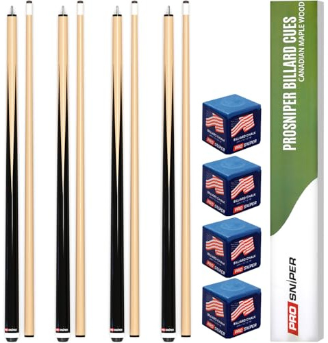 Prosniper Pool Sticks Set of 4, 58-Inch 19-Oz Canadian Ashwood Cue