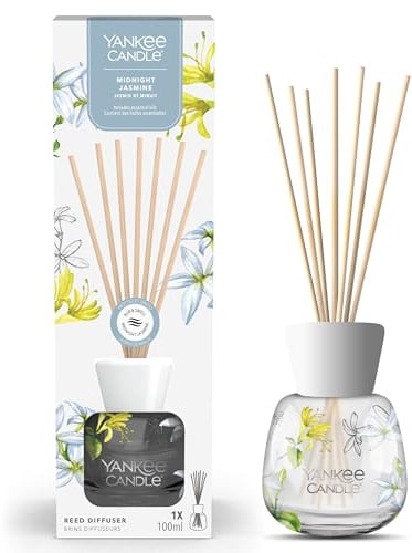 Yankee Candle Signature Diffusor mit Rattanstäbchen | Midnight Jasmine | 100ml | bis zu 10 Wochen Duft | Recycelbare Verpackung | Perfekte Geschenke für Frauen