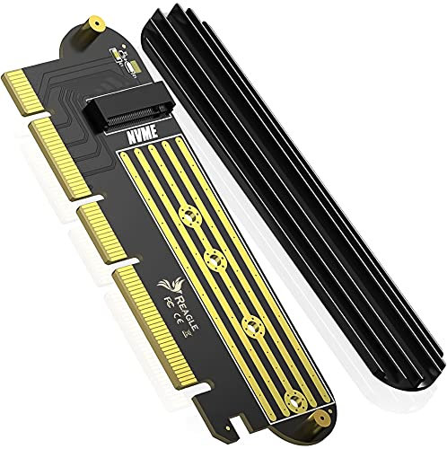 M.2 SSD Adapter PCIe x16 x8 x4 mit Kühlkörper und Wärmeleitpad NVMe 64 Gbps