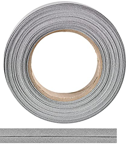 ME:NaMa Schrägband aus 100% Baumwolle - 10 m x 25 mm (gefalzt) - Hochwertiges Einfassband, Baumwollband, Schrägband - Ideal zum DIY-Nähen - In Belgien hergestellt, auf Einer Rolle (Grau)