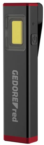 GEDORE red Mini Arbeitslampe, Werkstattlampe, 300 Lumen, Micro-USB-Ladeanschluss, magnetisch, mit Halteclip