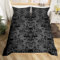 Adults Grey Black Damask Bedding Set Antique Victorian Baroque Duvet Cover Single Gothic Vintage Floral Bedding Exotic Sugar Skull Quilt Cover Single,Gothic Bone Skeleton Bohemian Decor,Gray