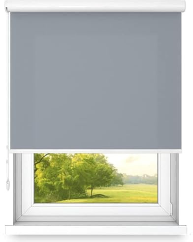 Time4Blinds Freihängendes Rollo in Aluminiumkassette - Küchenrollos für Fenster - Schlafzimmerrollos für Fenster - Kassettenrollo für Innen - 130 x 140 cm - Grau - Links