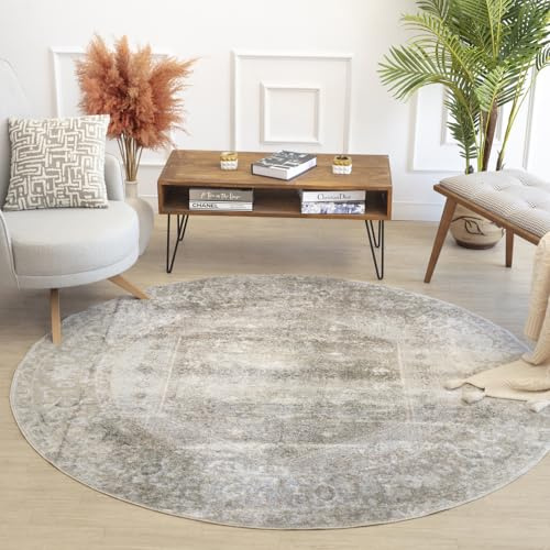 Livabliss Boka Dukan Vintage Round, Kitchen – 200 cm, Beige & Light Grey