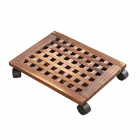 LIMKOO Soucoupes en Pot pour Plantes Plante Caddy Home Panier Plante en Bois Plancher Stand Solide Planière de jardinière intérieure et extérieure Soucoupe de Jardinière (Color : A, Size : L)