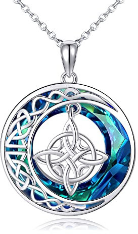 HUKKUN Hexen Kette Damen Silber 925 Hexen Anhänger Halskette Keltische Hexen Schmuck Geschenke