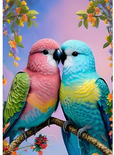 DPHERO 5D Diamond Painting Vögel Diamant Painting Bilder Papagei Diamond Kunst Erwachsene Blumen Diamond Painting Bilder Diamant Bilder Kinder DIY Cross Stickerei Malerei Kits Wand Dekor 30x40cm