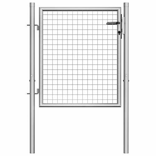 GuyAna Gartentor Verzinkter Stahl 105x125 cm Zaunelemente Gartenzaun GartentüR Gartenzaun Metall Garden Fence ZauntüR Silbern