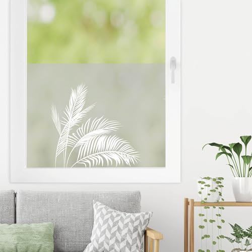 Sichtschutzfolie filigrane Palmenblätter Palmenwedel Fensterfolie Fensterdeko Milchglasfolie Sichtschutz, 75 cm hoch, 150 cm breit