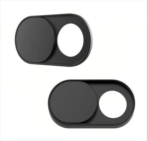 JiSiTeCai Webcam Cover Slider [2-Pack], 0.02 Zoll Slim Metal + Magnetic Sheet Webcam Cover für MacBook Pro, iMac, Laptop, PC, iPad Pro, iPhone, für Ihre visuelle Privatsphäre [Schwarz], 00080