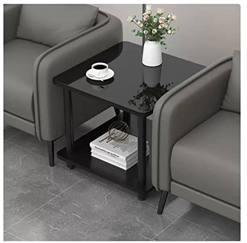 Moderne Sofatische 19,6'' quadratischer Beistelltisch, Nachttisch mit 2-stufigem Ablagefach, Bistrotische for den Innen- und Außenbereich, Couchtisch for kleine Räume Wohnzimmer Beistelltisch ( Color