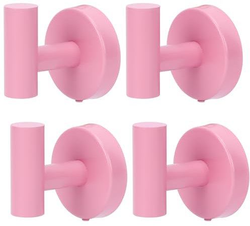 Segus Wandhaken, 4 Stück handtuchhaken zum Bohren, Badezimmer Haken, Geschirrtuch Haken, Kleiderhaken Wasserdicht, Edelstahl Haken zum Schrauben für Küche, Bad, Wohnzimmer (Rosa)