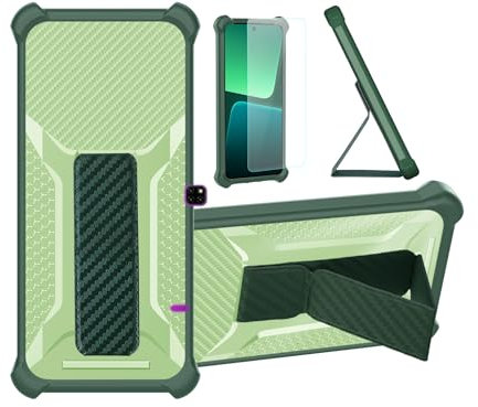 Aroepurt Hülle Für Ulefone Note 7 Hülle Case Handyhülle Schutzhülle Cover [mit gehärtetem Glas-Screen-Protector] Hybrid [Folding Support Magnetic] [Frosted Anti-Fingerprint] Grün