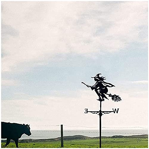 HPTHLY Windfahne für den Außenbereich, Hexe, kleine Wetterfahne auf dem Dach, Fliegende Hexe, Bauernhof-Gartendekoration, Hexenwetterfahne, für Halloween, Garten, Balkon, Rasen, Gartendekoration