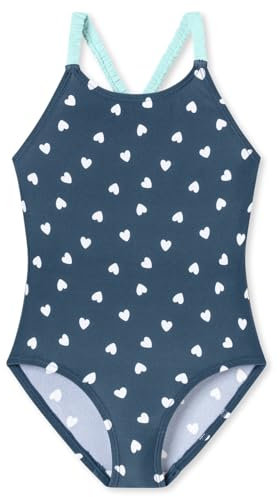 Schiesser Mädchen Aqua Kids Girls-Größe 92 bis 140 Badeanzug, Nachtblau_182733, 128 cm