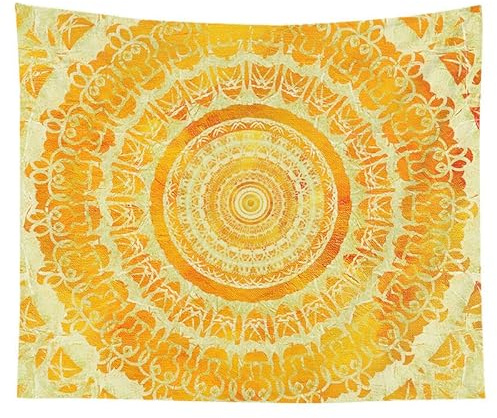 Zweig Wandbehang Gelbes Mandala Wandbehang,Wandkunst,Für Schlafzimmer Wohnzimmer Dorm Decor,Aesthetic Room Décor,Wandtuch Tapestry,Wand Deko 150X130Cm