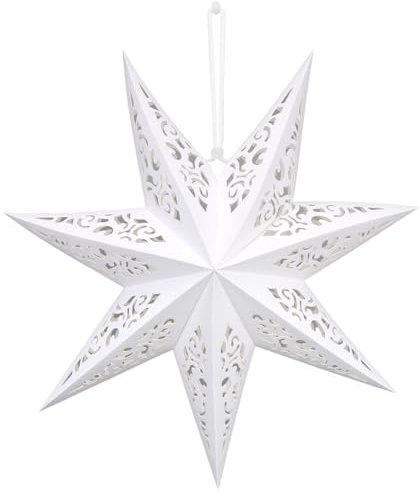 Capaneus Papierstern Weihnachten, Aushöhlen Faltsterne Weihnachten 45 cm Ø Weiß, Papiersterne zum Aufhängen, Lampenschirm Stern, Papierstern für Fensterdeko Weihnachtsdeko Weihnachtsbaum