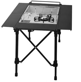 Table Pliante Barbecue Exterieur, Facile a Porters Réglable en Hauteur Alliage D'aluminium, Barbecue Camping Car, pour Extérieur, BBQ, Pique-Nique