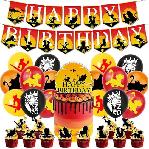 42 PCS Lion Birthday Decorations,León Temáticas s Decoraciones,King Decoraciones De Cumpleaños,Decoración De Cumpleaños Infantil,Globos, Decoración De Cumpleaños para Niñas y Niños