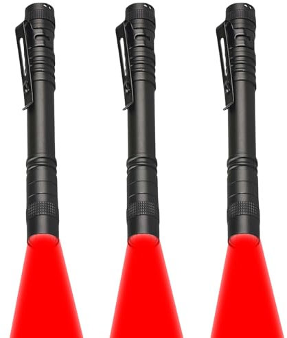 MODOAO Mini linterna, luz de trabajo, linterna LED roja, linterna impermeable con clip, adecuada para el trabajo, astronomía, aviación, observación nocturna (paquete de 3)