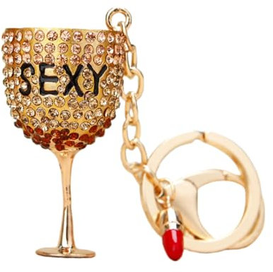 Porte Clé Pour Femme 1 Morceau De Verre À Liqueur Incrusté De Diamants Porte-Clés Sac Pour Dames Porte-Clés Pendentif Voiture Porte-Clés