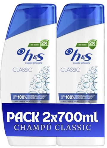 H&S Classic Anti-Schuppen Shampoo 2 x 700 ml bis zu 100% Anti-Schuppen Schutz für alle Haartypen und Kopfhaut Tägliche Anwendung Tiefenreinigung - Sparformat