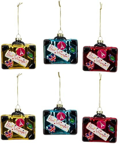 6 Stück Koffer 8,4cm Glas Weihnachtshänger Geschenkanhänger Christbaumschmuck Dekoration