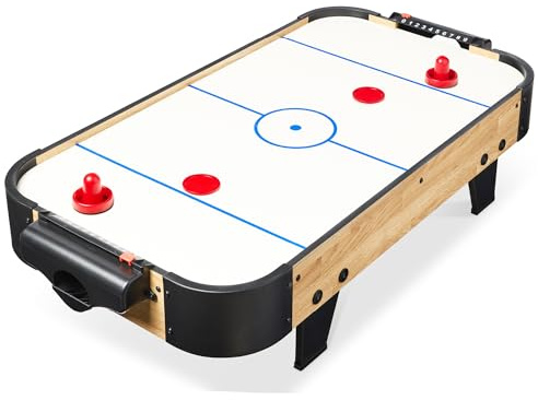 Best Choice Products 40in Portable Tabletop Air Hockey Arcade Table for Game Room w/ 100V Motor, Electric Fan, 2 Strikers, 2 Pucks - Natural