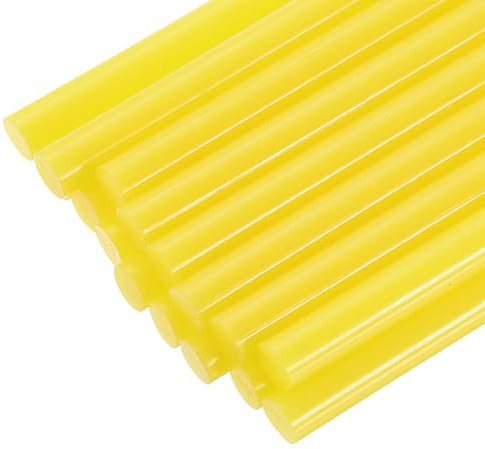 QUARKZMAN 16 Pz Mini Bastoncini di Colla a Caldo, 0,28 Dia x 3,94 Lunghi Bastoncini di Colla a Caldo in EVA, Bastoncini di Colla a Caldo Gialli per Progetti di Artigianato Fai da Te