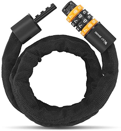 ICOCOPRO Fahrradschloss 4-stelliges Fahrrad Kombinationsschloss, 100 cm langes Fahrrad Kettenschloss aus hochwertigem Stahl, hohe Sicherheit Fahrradschloss (Schwarz)