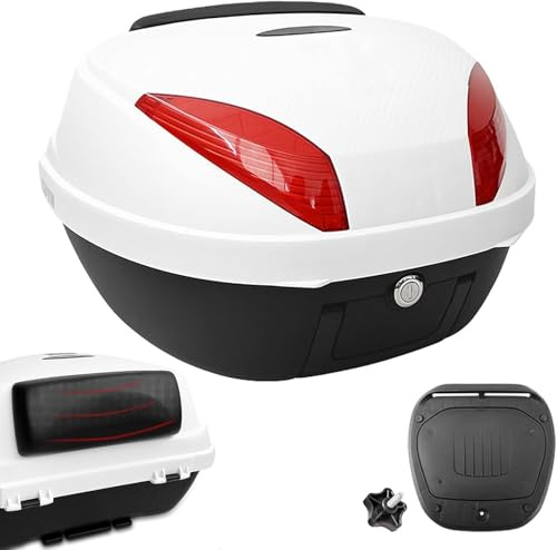 Universelles Motorrad-Topcase – 42 L Hochleistungs-Hartgepäck-Aufbewahrungsbox Mit Schnellverschluss-Montageplatte Und Verstellbarer Rückenlehne(Red)
