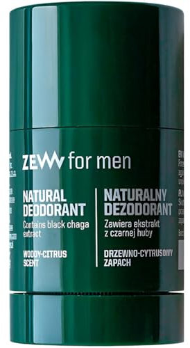 ZEW for Men Natürliche Deodorant im Stecker mit Schwarzer Hub für Herren 30g | Herren Deodorant | 97% Natürliche Inhaltsstoffe | Holz-Zitrusduft | Schutz vor Schweiß 24h