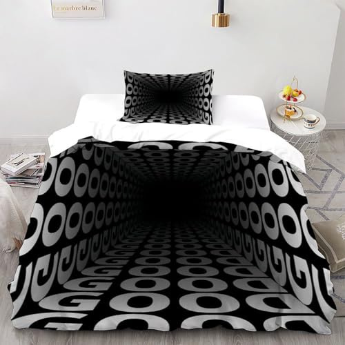 SOJFGSNAJ schwarz and weiß Bettwäsche Totem Für Allergiker - Bettbezug Mit Reißverschluss Und 1 Kissenbezug Single（135x200cm）