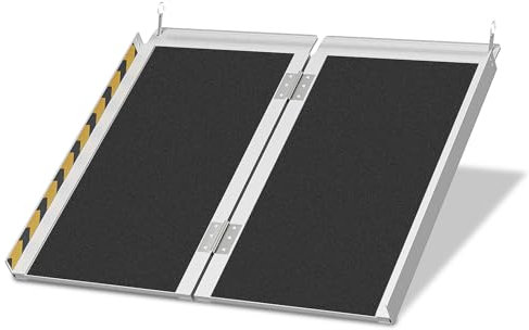 Eikuavons 61x73cm Rollstuhlrampe Belastbar bis 270KG Rollstuhlrampe mit Rutschfester Oberfläche Tragbare Rollstuhlrampe Rollstuhlklapprampe für Zuhause Stufen Treppen Türöffnung
