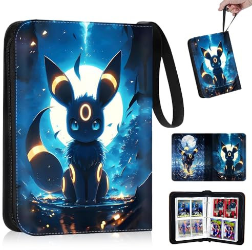 Abiemuce 50 Seiten 400 Karten Sammelalbum für Pokemon, Sammelkartenalben, Sammelkarten Album mit Reißverschluss und Griffschlaufe, Tragbar Wasserdicht Sammelalbum Karten, Fußball Sammelalbum