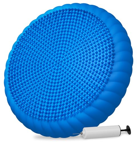 Wobble Cushion with Inflation Pump - Wobble Disk Balance Disc Wiggle Seat for Sensory Kids, Balance Pads (Blue)