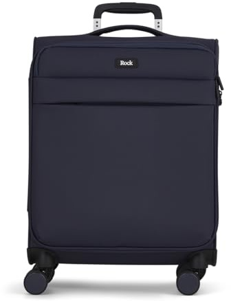 Rock Harper Small Soft Shell Cabin Suitcase in Black - Lightweight, Sleek & Minimalist Design - Telescopic Handle, 360 Swivel-Wheels & TSA Combination Lock - 54 x 39 x 22 cm 34L Capacity