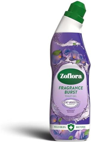 Zoflora Fragrance Burst Toilet Cleaner Gel, Midnight Blooms, Odour Control with Scent Boosting Technology, Kills 99.9 Percent of Bacteria, 750ml