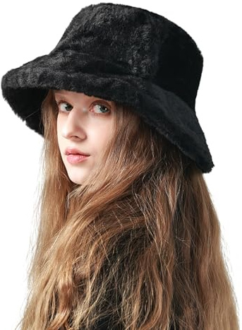 KYRINOVA Chapeau cloche d'hiver chaud et pelucheux, confortable et moelleux, chapeau tendance en fourrure adapté pour les femmes et les filles
