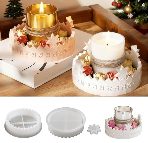 Gießformen Silikon Adventskranz,Silikonform Adventskalender Weihnachten,Gießform Adventskalender,Silikonformen Gießformen Weihnachten,Gießform Adventskranz,für DIY Handwerk,Seife,Epoxidharz