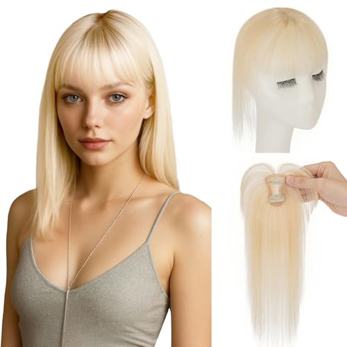 MY-LADY Clip in Pony Echthaar Wispy Bangs Fringe Extensions Bangs Natürliche Pony Haarteile Echthaar für Damen #613 Blond 10g