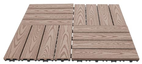 22-teilige Packung Kunststoff-Holzböden - Gravum in der Farbe Braun,Holz-Kunststoff-Fußböden,Hohle Drainage Design,für die schnelle und einfache Gestaltung von Gärten, Terrassen, Balkonen