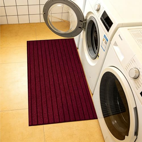 WEIZERO Hochwertige Fußmatte 40 x 130 cm Waschbar Wetterfest Fußmatte Innen für Innen Außen für Haustür, Flur, Eingang, Küche, Schlafzimmer, Rot
