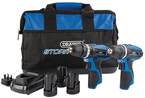 Draper *10.8V2D+3 Storm Force Interchange Mega Deal Drill Plus 3 Batteries and Bag, 10.8 V, Blue