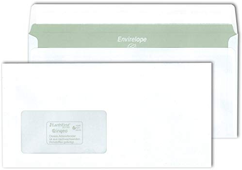 Envirelope Briefhüllen DIN Lang haftklebend Recycling weiß 80 g/m² CO2-neutral mit Fenster