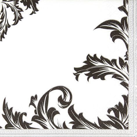 20 Servietten Luxury Black/Silver Ornamente edel schwarz/Silber Zeitlos 33x33cm