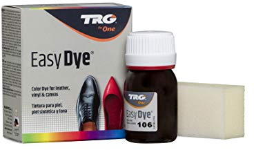 TRG The One - Tinte para Calzado y Complementos de Piel | Tintura para zapatos de Piel, Lona y Piel Sintética con Esponja aplicadora | Easy dye #106 Marrón Oscuro, 25ml