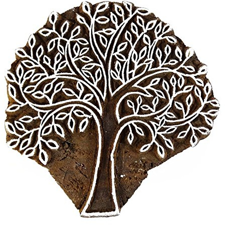 Indian Tree Home Decor Wooden Textile Stamps Wood Printing Block Decorative Block